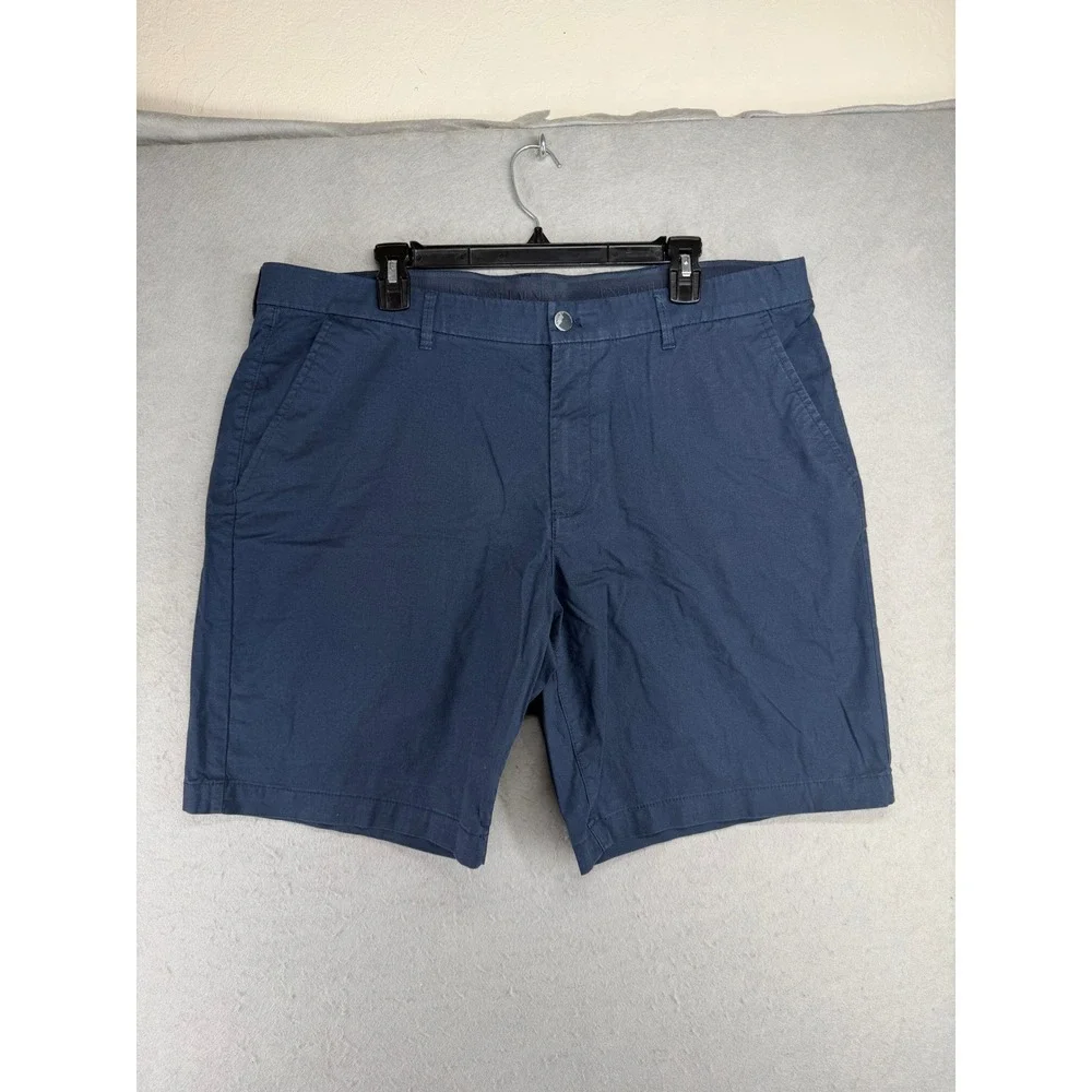 English Laundry Mens Navy Blue Textured Chino Shorts Size 40 Flat Front 1768314